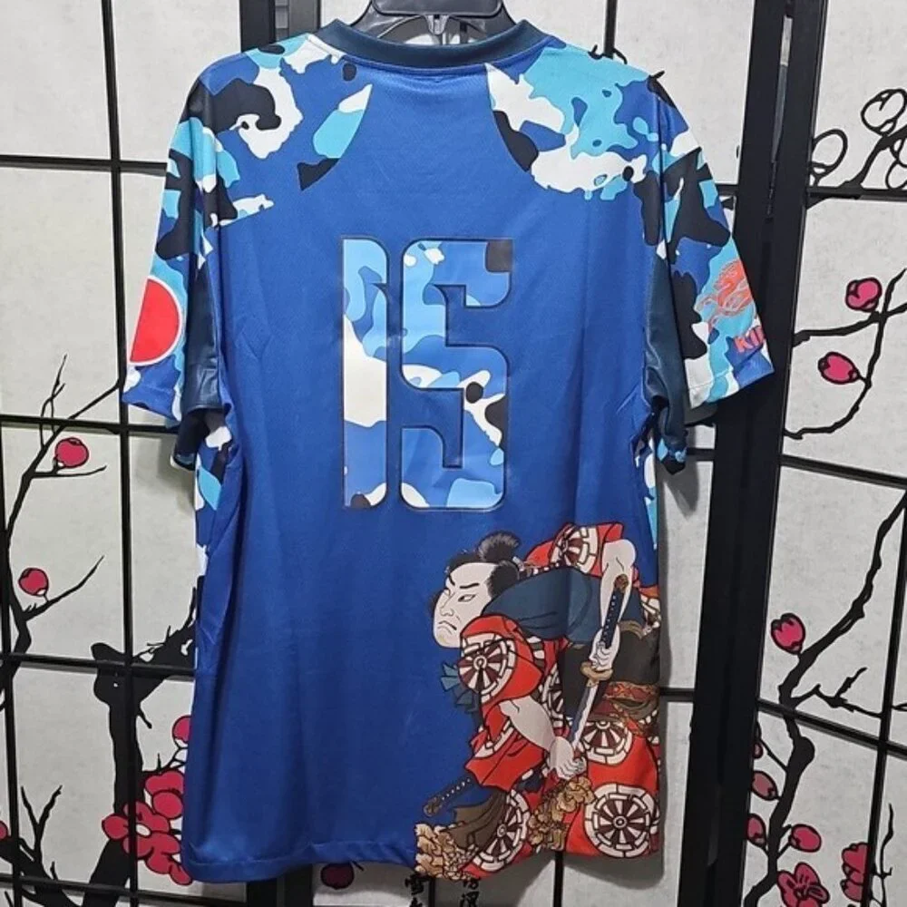 Japan Themed Blue & White Men's Soccer Jersey Shirt Large New - Picture 11 of 11
